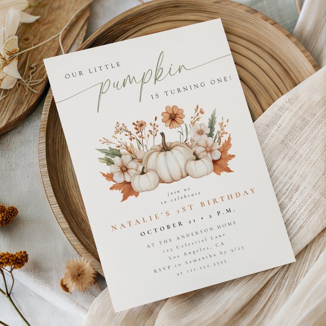 Invitation Petit Anniversaire Boho Citrouille Automne (Créateur téléchargé)