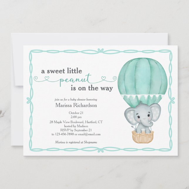Invitation Petit arachide douce Baby shower neutre entre les  (Devant)