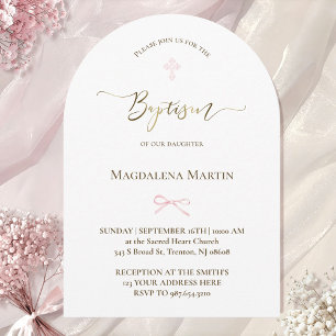 Invitation petit arc rose   Baptême