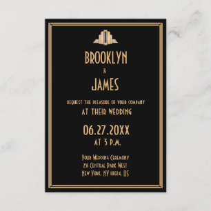 Invitation Petit Art Déco Noir Grand Gatsby Mariage Invite