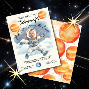 Invitation Petit astronaute 1er voyage autour du soleil Anniv