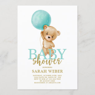Invitation Petit baby shower à ballons d'ours