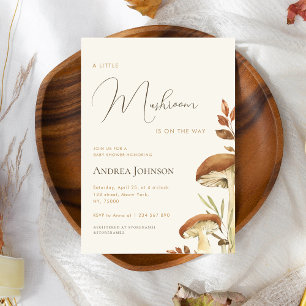 Invitation Petit Baby shower Bois de la forêt de champignons