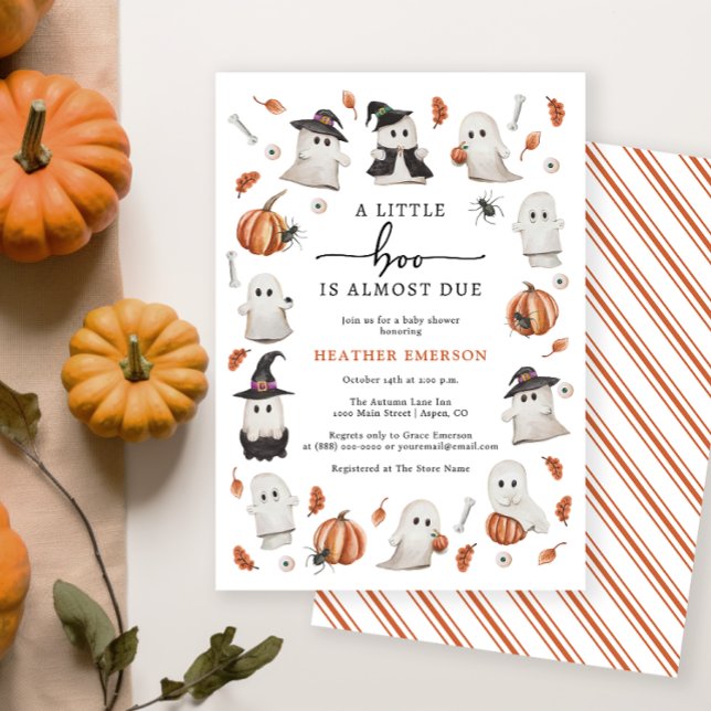 Invitation Petit Baby shower Boo (A Little Boo Is Almost Due Baby Shower Invitation - Halloween Fall Autumn)