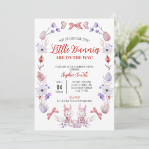Invitation Petit Baby shower Bunnies, Douche Pâques Twin