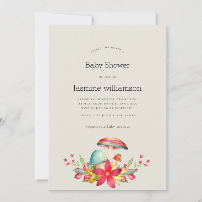 Invitation petit baby shower champignon (Devant)