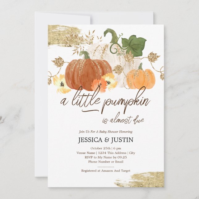 Invitation Petit Baby shower Citrouille (Devant)