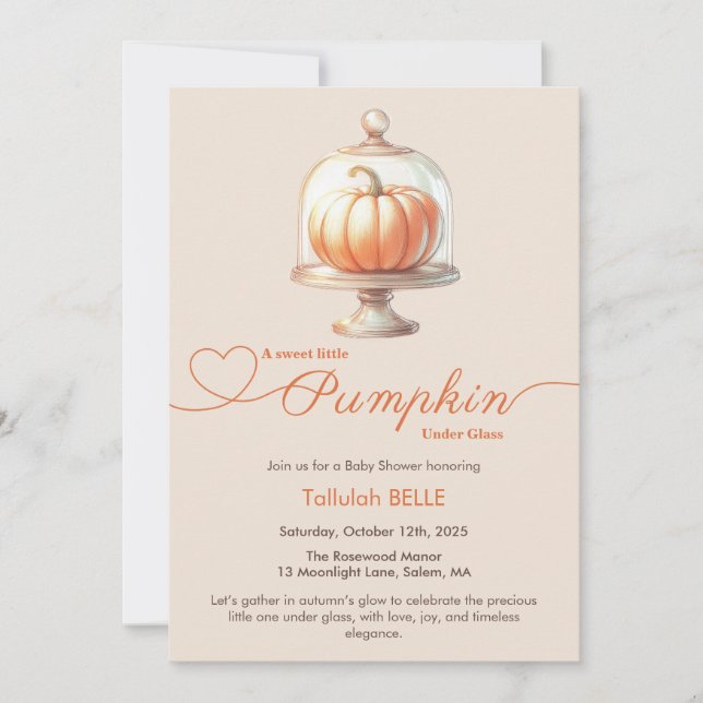 Invitation Petit Baby shower Citrouille - Automne Chic (Devant)