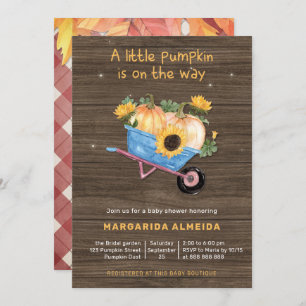 Invitation Petit Baby shower Citrouille Boy Rustic Fall Plaid