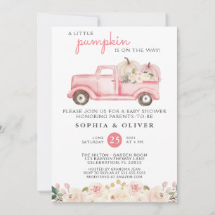 Invitation Petit Baby shower Citrouille Couples Roses