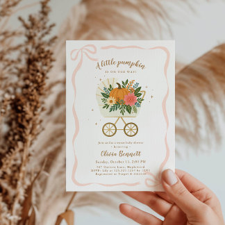 Invitation Petit Baby shower Citrouille de poussette