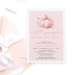 Invitation Petit Baby shower Citrouille fille rose mignonne