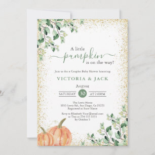 Invitation Petit Baby shower Citrouille Gold Fall