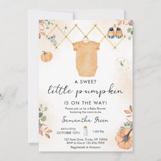 Invitation Petit Baby shower Citrouille neutre pour les femme