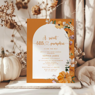 Invitation Petit baby shower citrouille orange brûlé