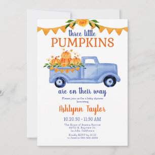 Invitation Petit Baby shower Citrouille Triplet Tout en un