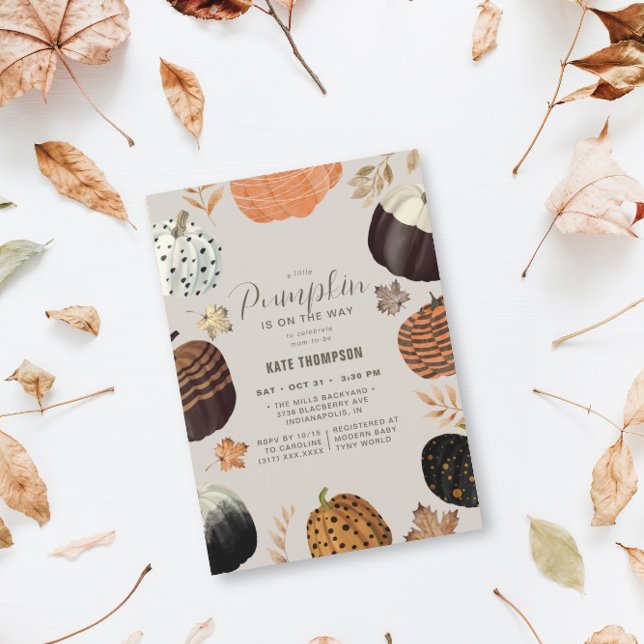 Invitation Petit Baby shower Citrouille unique, peint à l'aut (Créateur téléchargé)