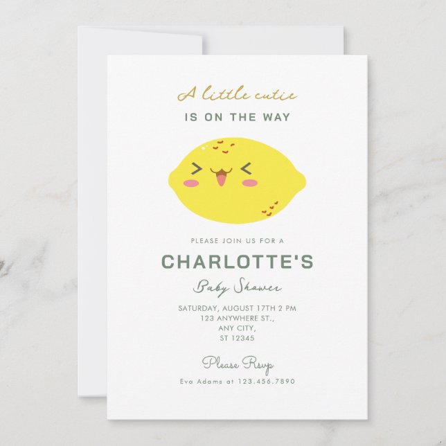 Invitation Petit Baby shower Citrus Citron Cutie (Devant)
