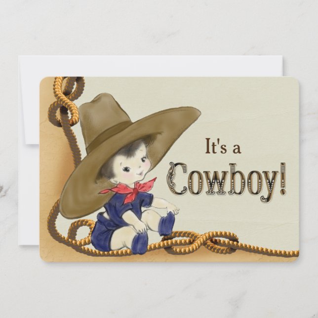 Invitation Petit Baby shower Cowboy (Devant)