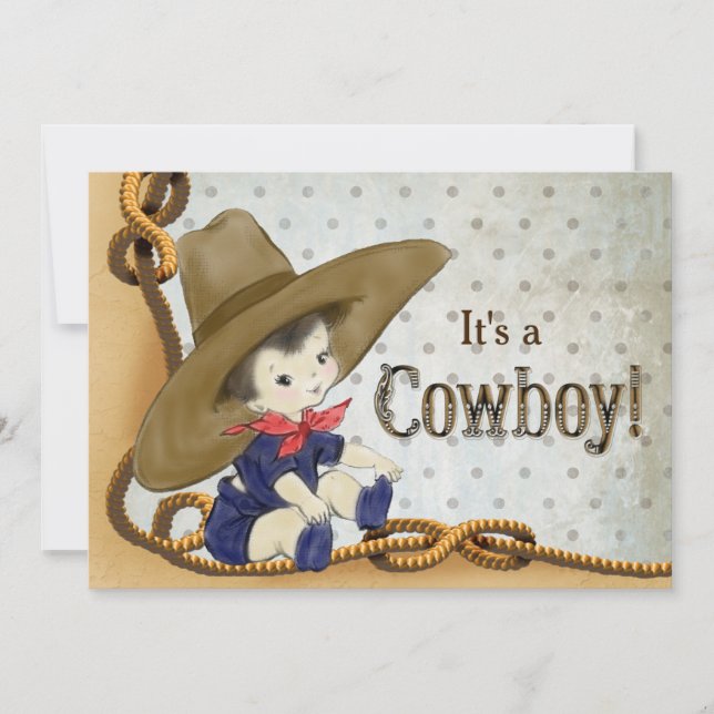Invitation Petit Baby shower Cowboy (Devant)
