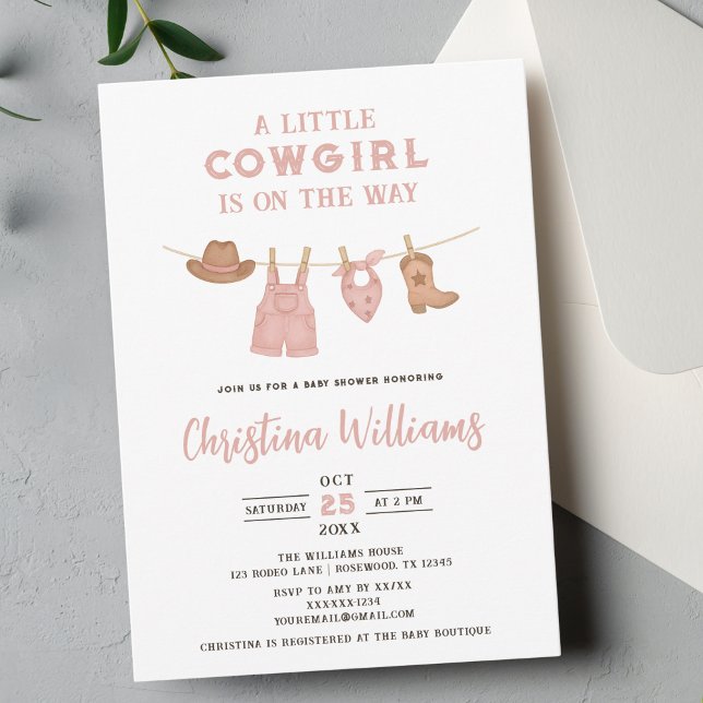 Invitation Petit Baby shower Cowgirl (Créateur téléchargé)