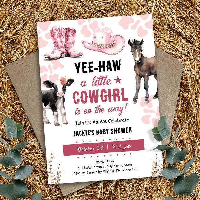 Invitation Petit Baby shower Cowgirl Rodeo Animaux (Créateur téléchargé)