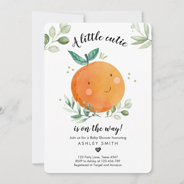 Invitation Petit Baby shower Cutie Verdure Neutre Genre (Devant)