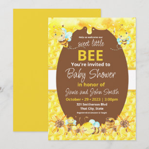 Invitation Petit Baby shower d'abeilles doux