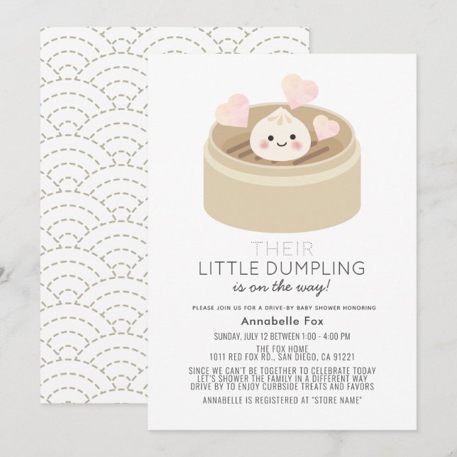 Invitation Petit Baby shower d'accès au lecteur de dumping (Devant / Derrière)