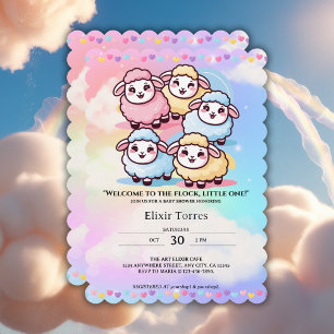 Invitation Petit Baby shower d'agneau Cute Kawaii