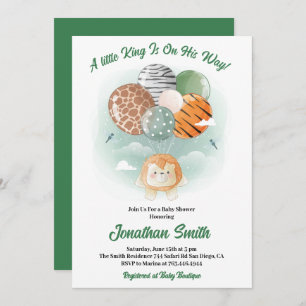 Invitation petit Baby shower d'aquarelle Safari Lion