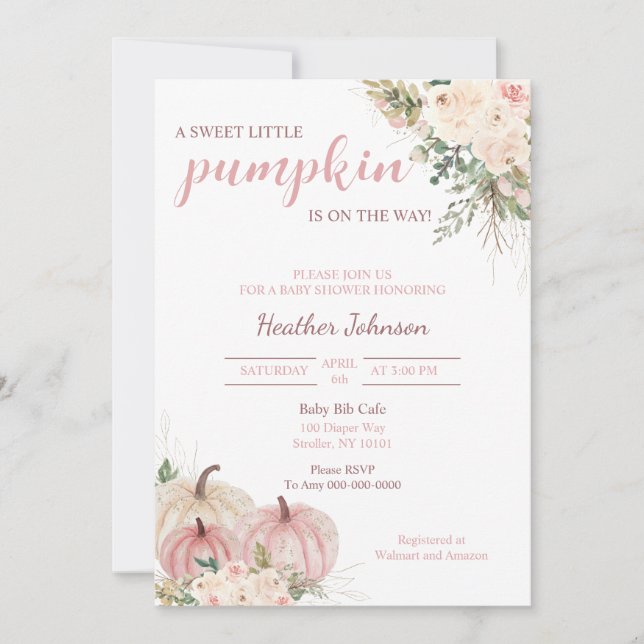 Invitation Petit Baby shower d'automne doux Citrouille (Devant)