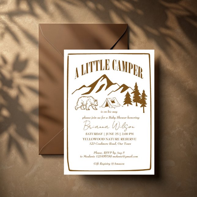 Invitation Petit baby shower d'aventure de camping-car (Little camper national parks adventure boho baby shower invitation templates modern boho terracotta)