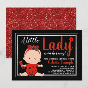 Invitation Petit baby shower de bébé de Madame Ladybug