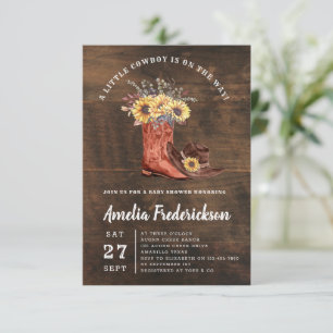 Invitation Petit Baby shower de bottes de cowboy