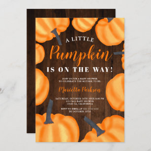 Invitation Petit baby shower de chute orange citrouille en bo