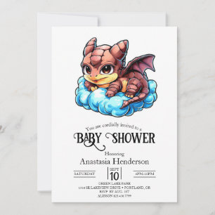 Invitation Petit Baby shower de dragon numérique Whimsical