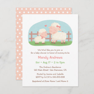 Invitation Petit baby shower de ferme d'agneau et de maman