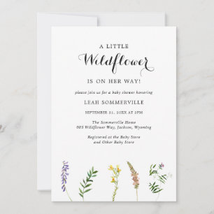 Invitation Petit Baby shower de fille Fleur sauvage simple
