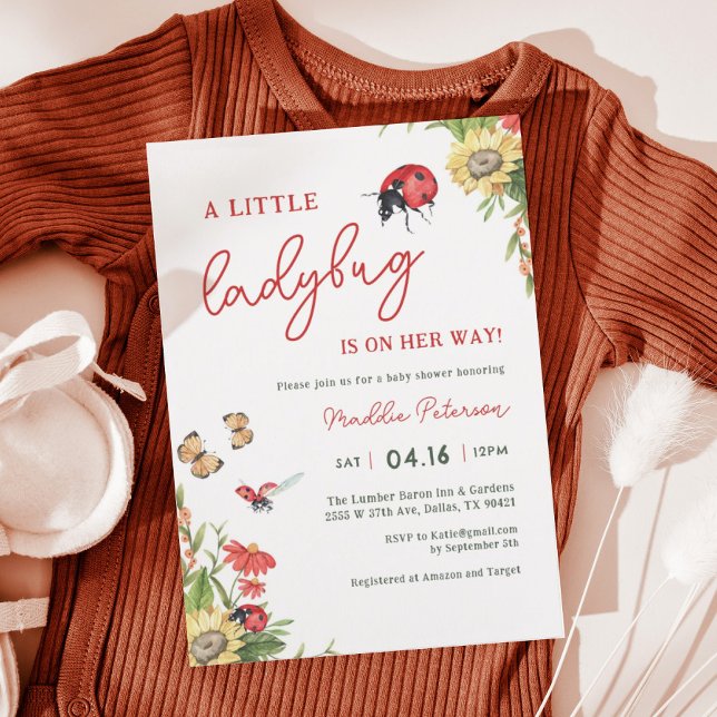 Invitation Petit Baby shower de fille Ladybug (Créateur téléchargé)