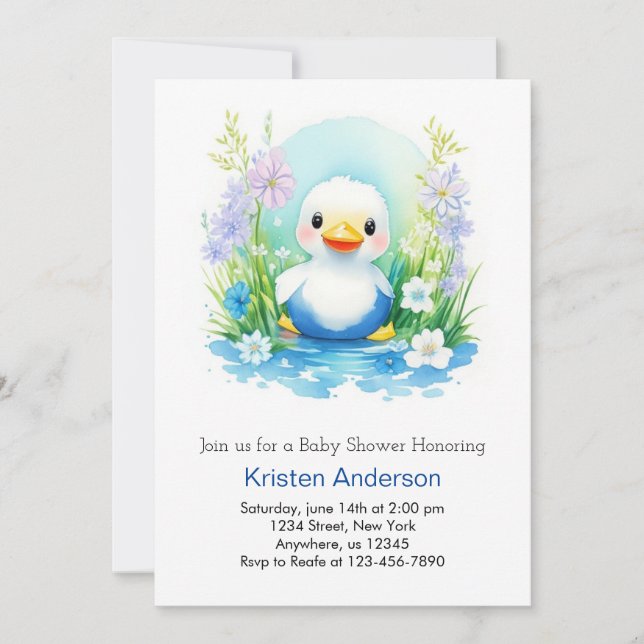 Invitation Petit Baby shower de garçon de canard (Devant)
