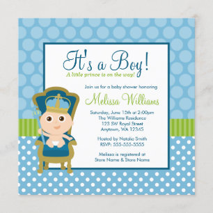 Invitation Petit baby shower de garçon de point de polka de