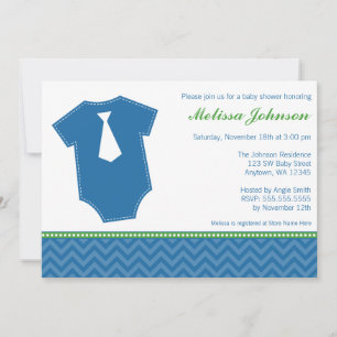 Invitation Petit baby shower de garçon de vert bleu de