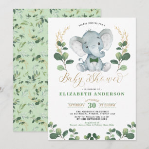 Invitation Petit baby shower de garçon d'or de verdure