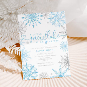 Invitation Petit baby shower de garçon en argent bleu