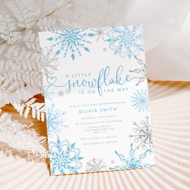 Invitation Petit baby shower de garçon en argent bleu (Créateur téléchargé)