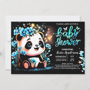Invitation Petit Baby shower de garçon Panda enchanté