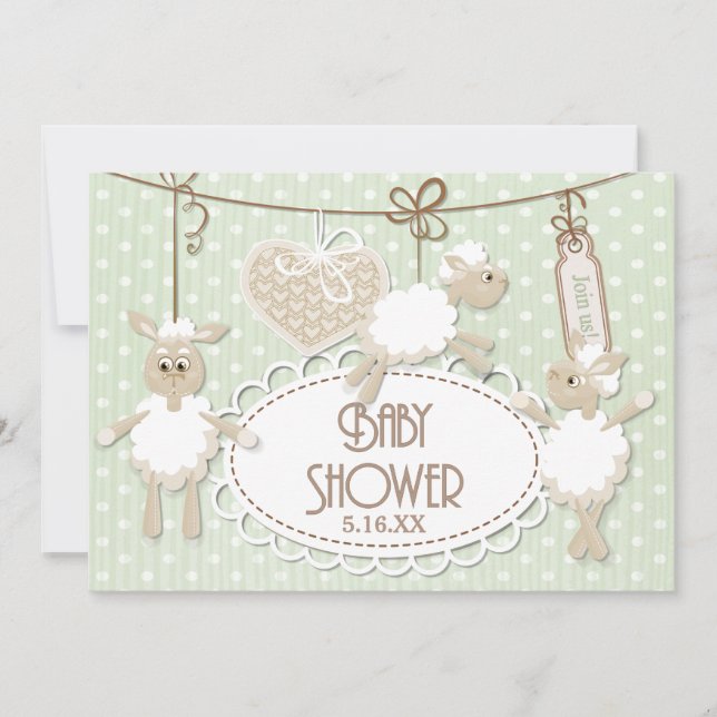 Invitation Petit Baby shower de jouets d'agneau (Devant)