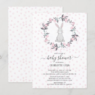 Invitation Petit Baby shower de lapin doux