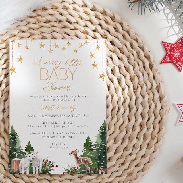 Invitation Petit Baby shower de Noël blanc classique (Créateur téléchargé)